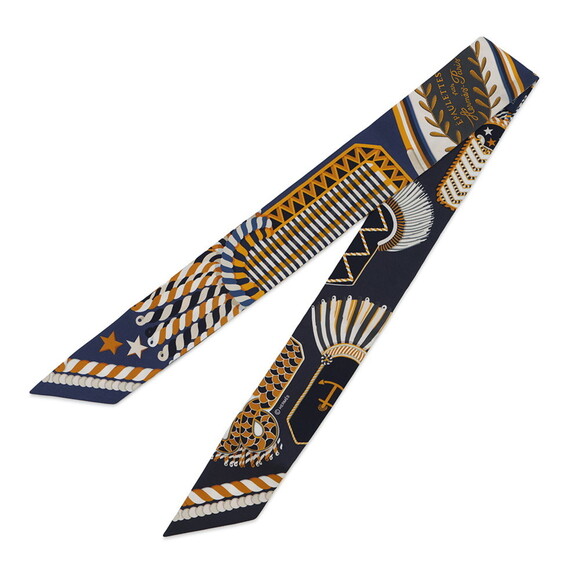 Hermes scarf muffler twilly ceremonial epaulets EPAULETTES DE GALA HERMES sil... - Picture 2 of 13